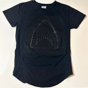 Tiger Shurk Shark Raised Graphic Black Streetwear T-Shirt Zipper Hem Mens Size S